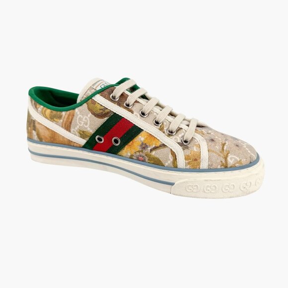 Gucci Tennis 1977 Low Top Sneakers Size 38.5 US 8.5 Beige GG Supreme Water Flora - Picture 11 of 14